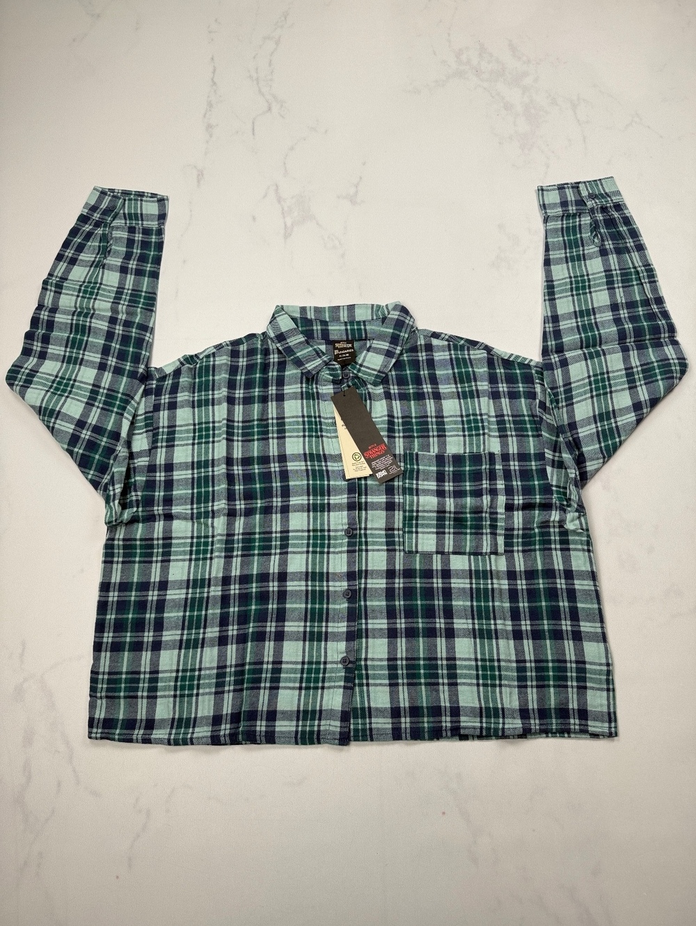 Stranger Things No Boundaries Button-Up Shirt Blue Contemporary - Girls XL